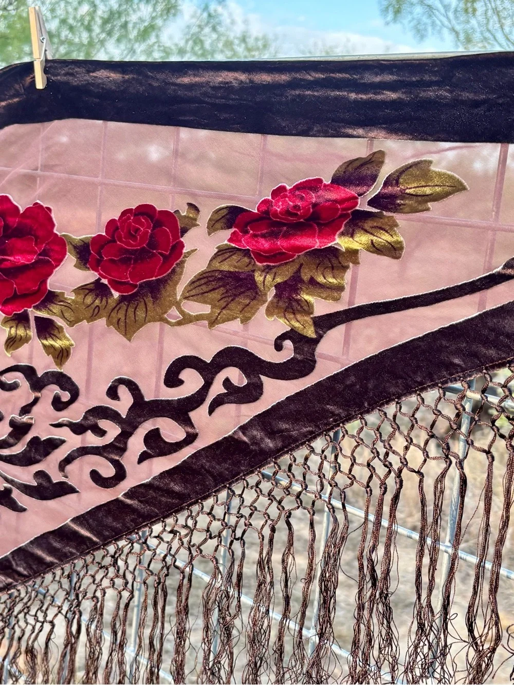 Rabella Collection Burnt Out Velvet  Shawl Vintage 80’s